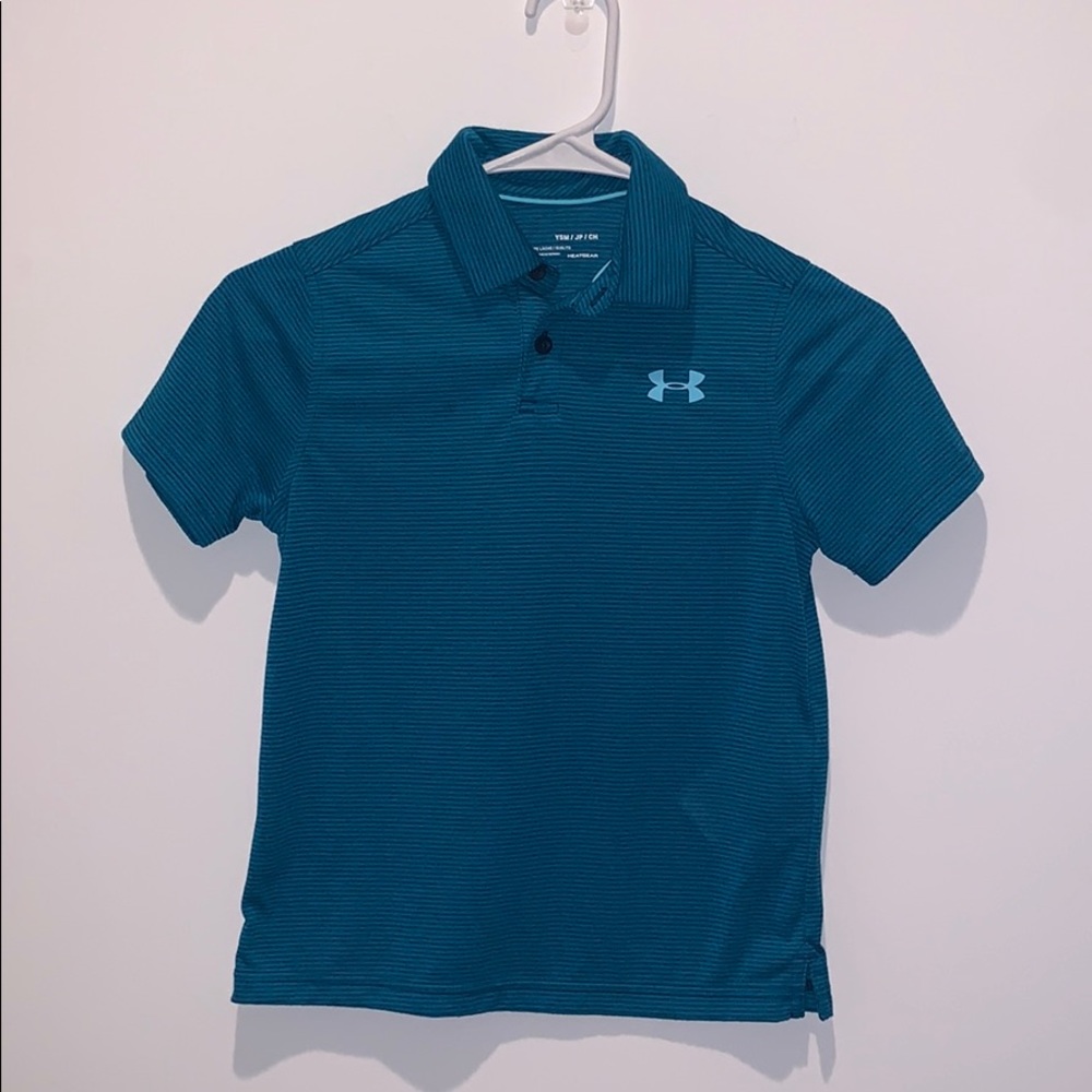 EUC BOYS UNDER ARMOUR SMALL HEATGEAR GOLF SHIRT